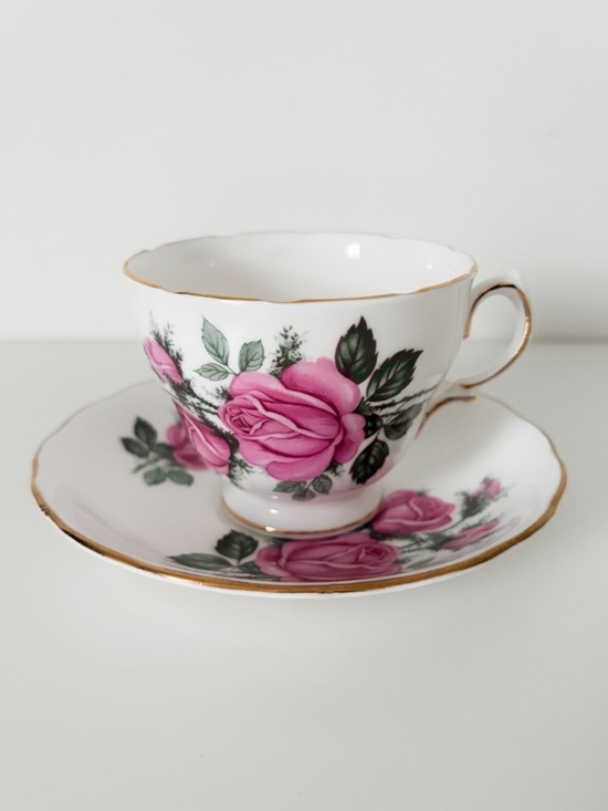 Vintage Other - Vintage Royal Vale Bone China Pink Floral Tea Cup & Saucer - Made in England
